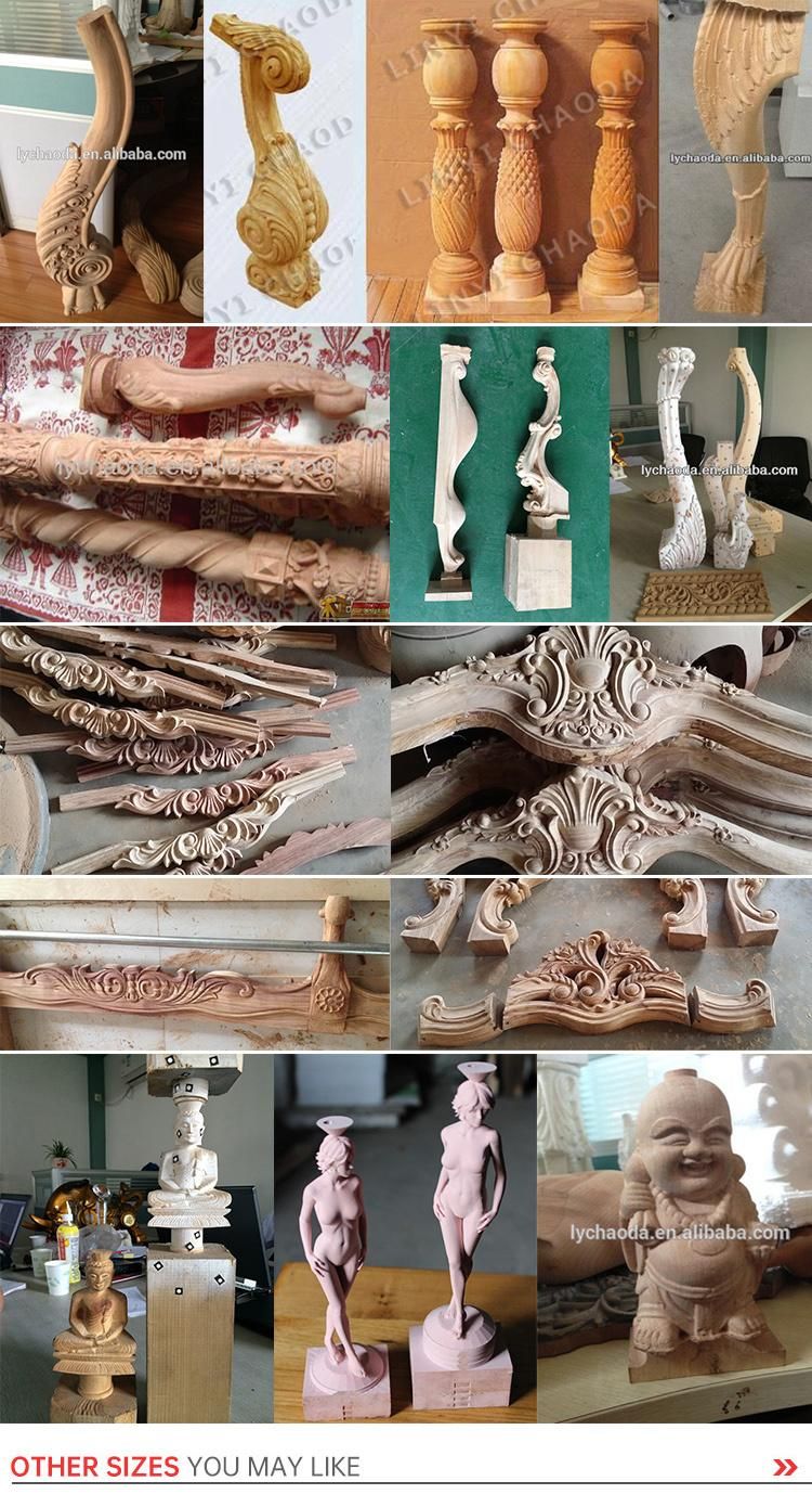 Wood 3D Small Sculpture Statue Wooden Legs Carving CNC Router with Rotary