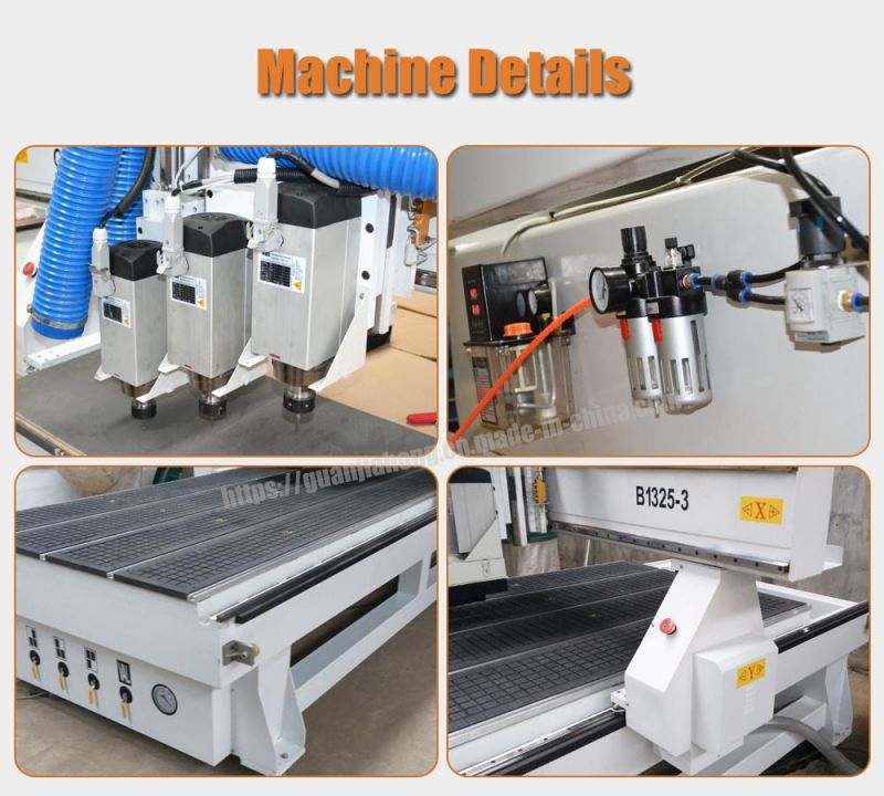 Three Spindle, Three Workstage Woodworking CNC Router Machine, Auto tool change CNC Wood Router