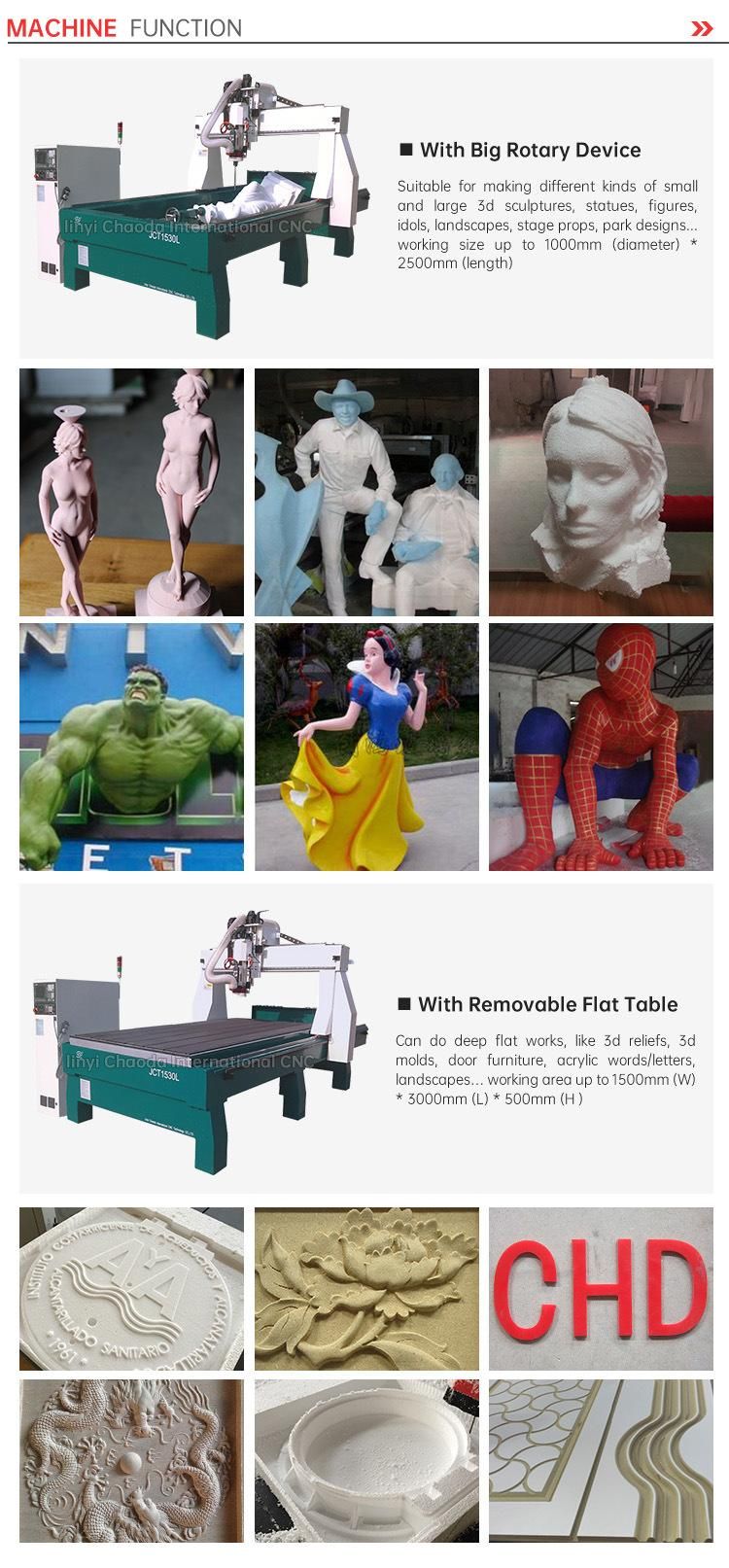 3D Sculpture Statue Foam Cutting Machine CNC Router Carving Machine