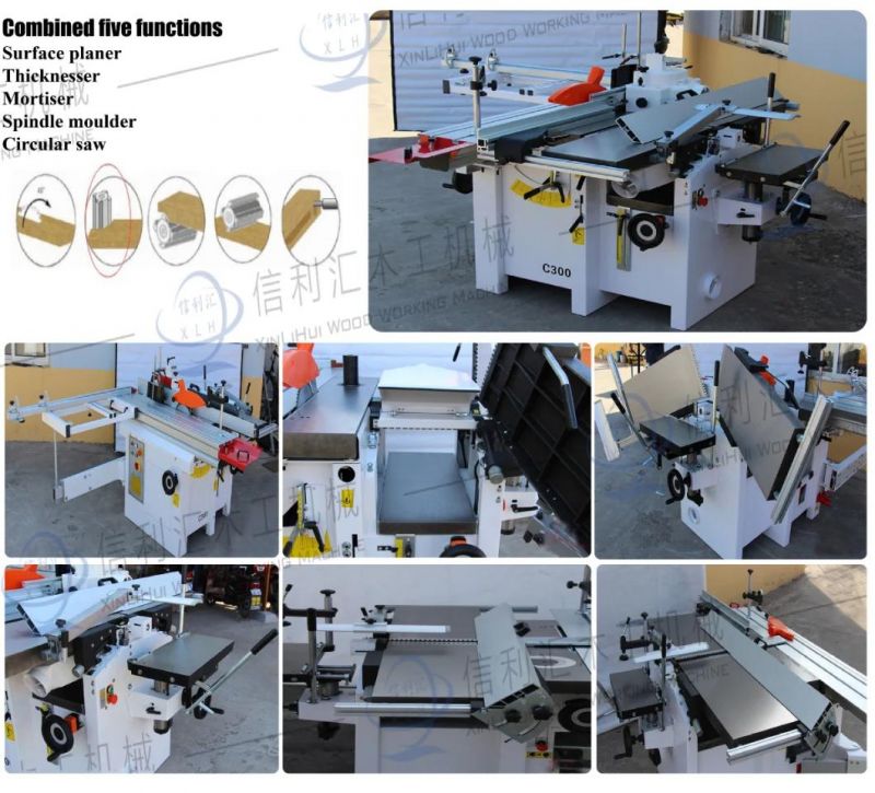 Woodworking Combination Machine with Planer and Thicknessor Sawbench Spindle Moulder / Drill Sander and Mortising Multi Functional Planer / 6 Functions Planer