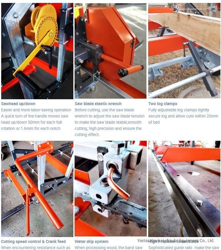 Horizontal Portable Sawmill Wood Working Machine with Bandsaw Blades