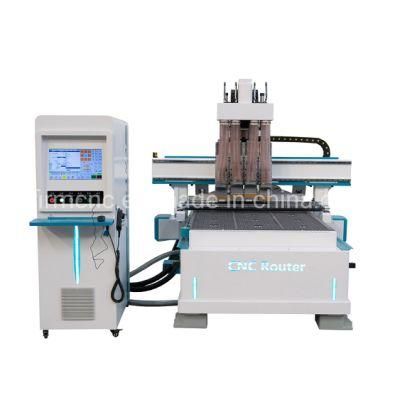 Pneumatic 4 Heads CNC Router Atc Wooden Door Furnitures Cabinets Woodworking Carving Machine