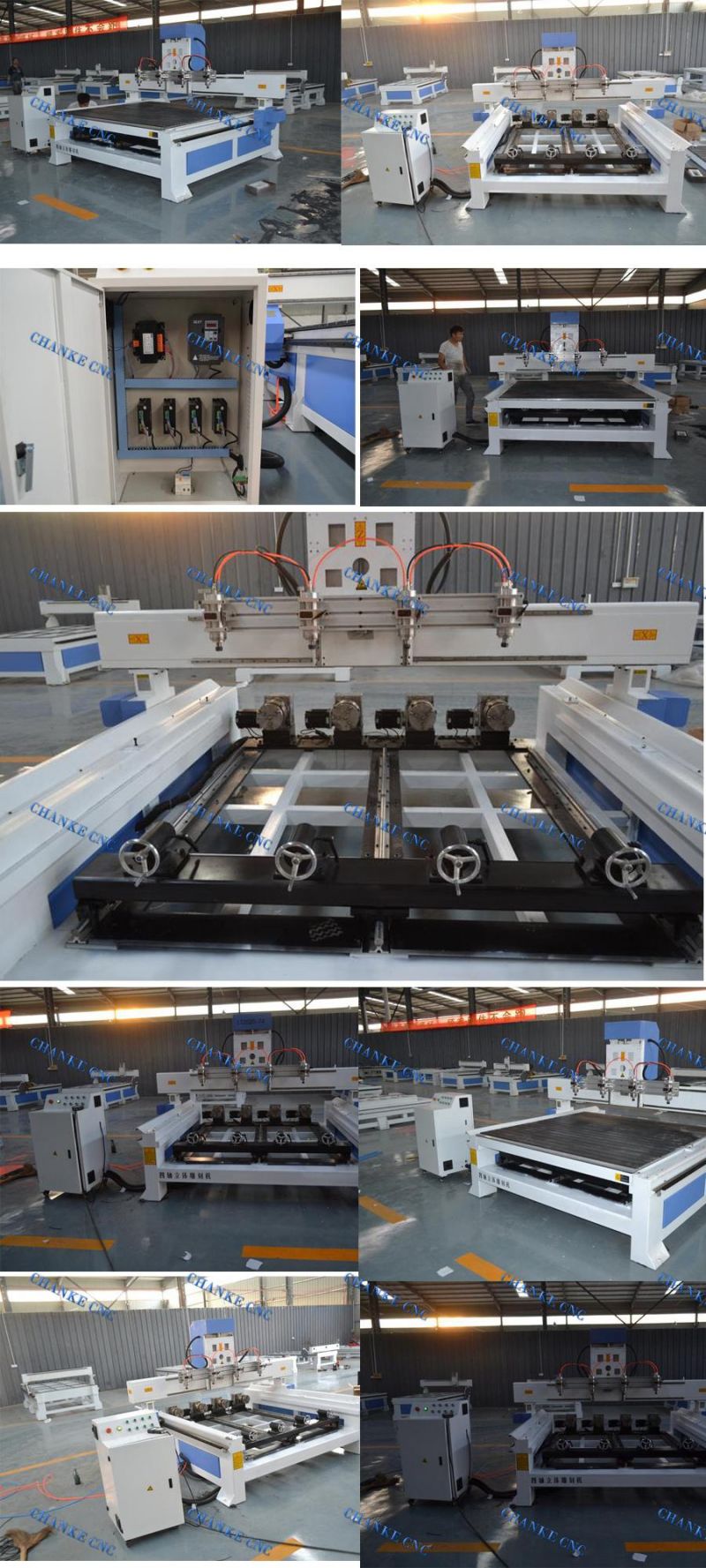 1 Head 4 Spindles Wood Plastic MDF Plywood Cutting Engraving Carving Machine