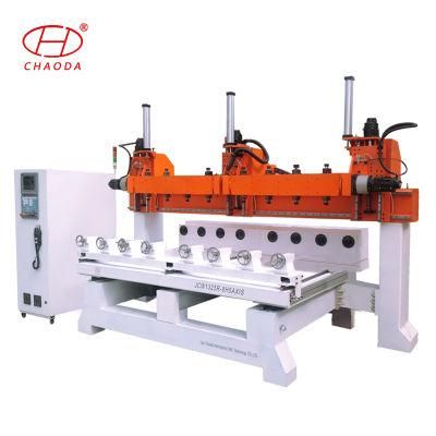 5 Axis 4 Axis Carpentery Machine Multi Head Rotary CNC Router for Furniture Legs, Handrail Pillars, 3D Sculptures, Columns