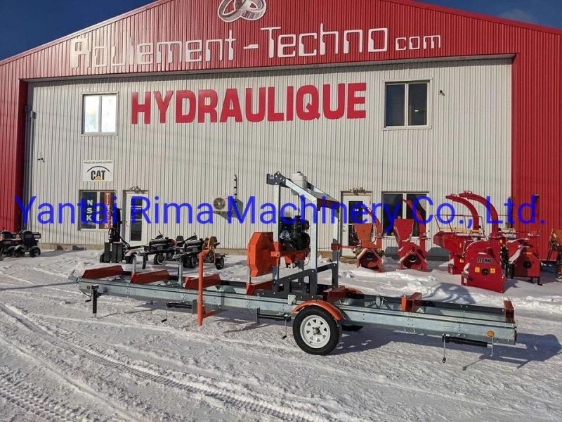 Wood Sawmill with Trailer Portable Mobile Horizontal Bandsaw