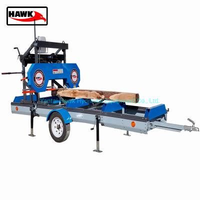 Mobile Gasoline Portable Bandsaw Wheels Horizontal Hardwood Sawmill