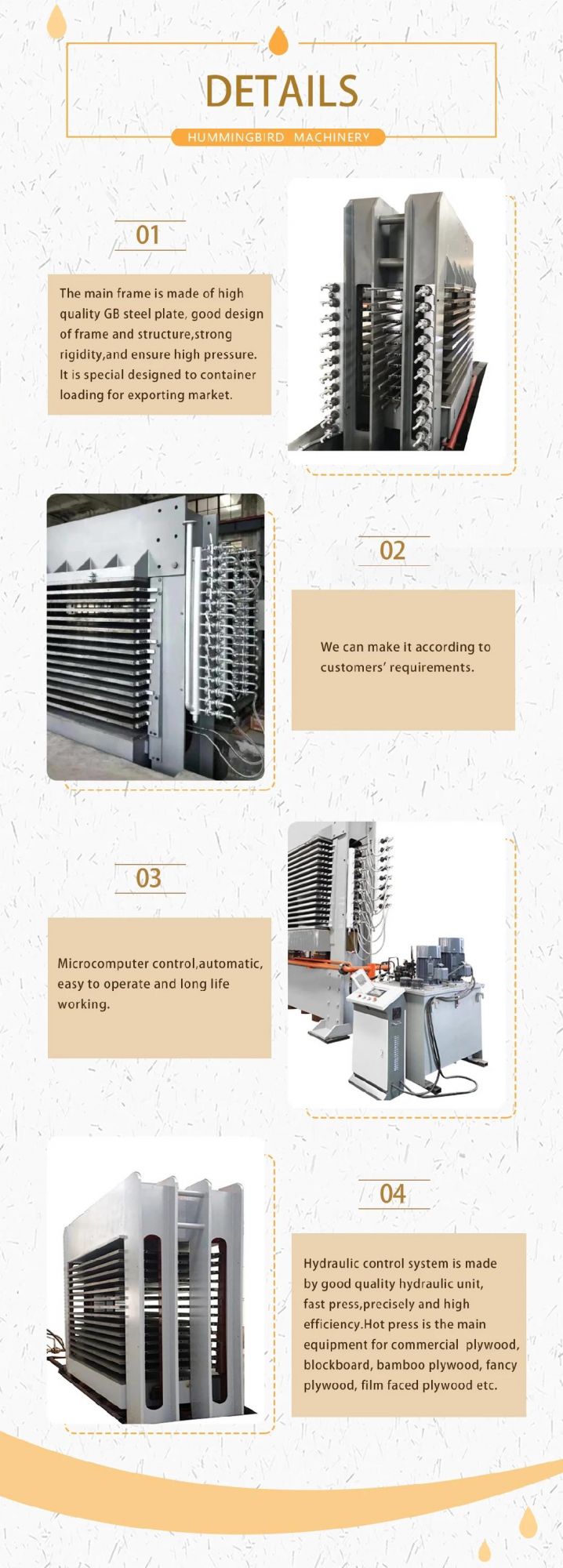 600 Tons 15 Layers Hot Press Machine for Particle Board Production Machines and Veneer Laminating Board