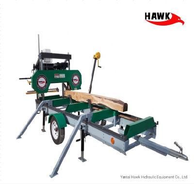CE Approved Gasoline Engine 15HP Portable Sawmill with 4m Trailer