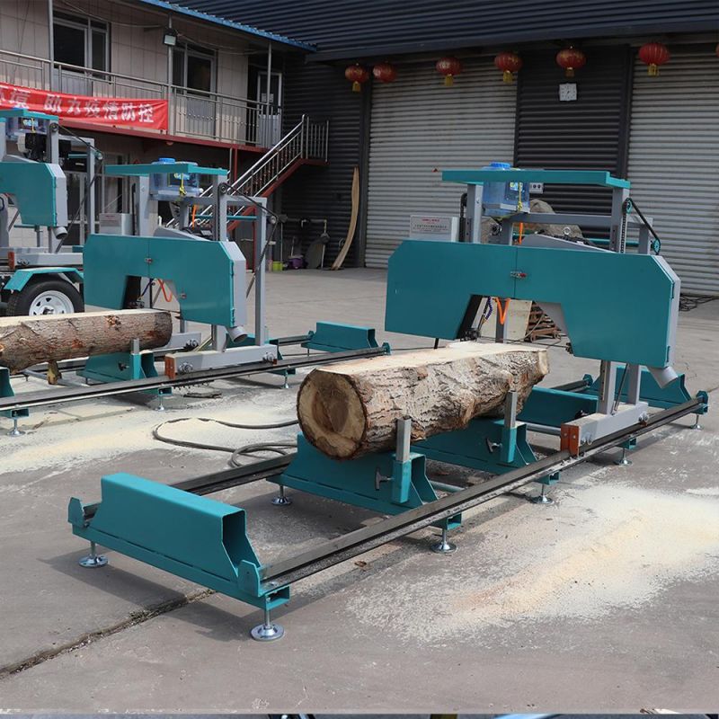 Good Quality Carpenter Machines Woodworking 45degrees Cutting Portable Sawmill with Trailer