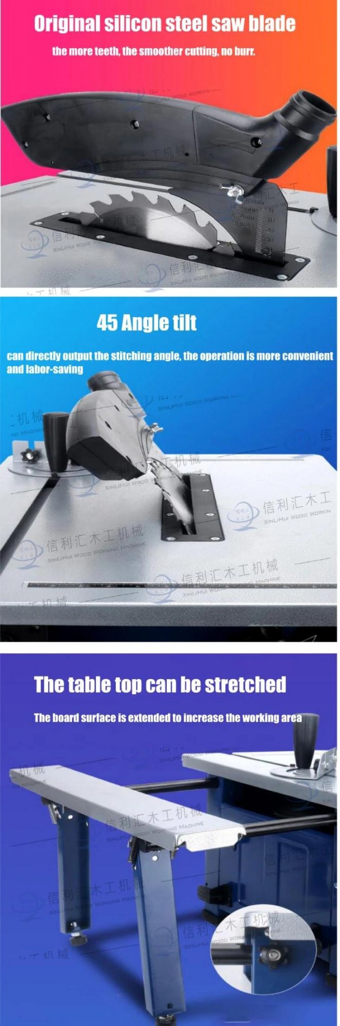 Mini Size Furniture Making Sliding Table Saw, Dual Blades Panel Saw Micro Mini Aluminum Table Saw for Metal Woodworking