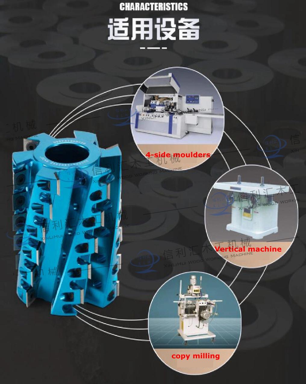 Low Noise and Cutting Pressure Planing Cutter Head with 4 Edge for Four-Side Moulder