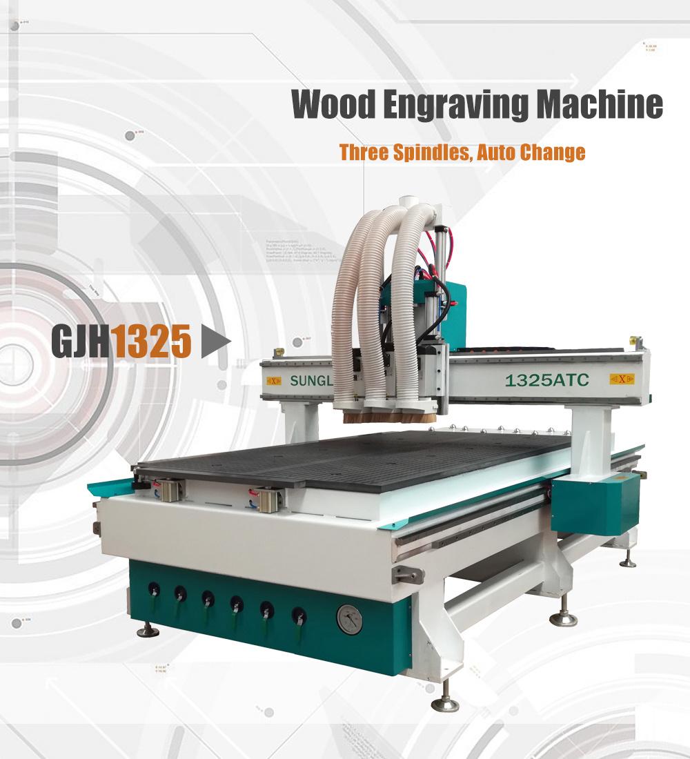 Furniture Processing, Multi Workstage, Three Spindles, Wood CNC Cutting and Engraving Machine