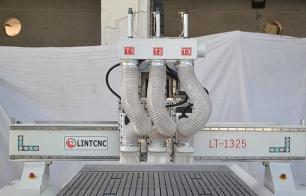 Three Head 3.0kw 4.5kw Spinde CNC Router 1325 Woodworking Engraving Machine