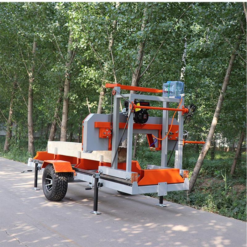 Good Quality Carpenter Machines Woodworking 45degrees Cutting Portable Sawmill with Trailer