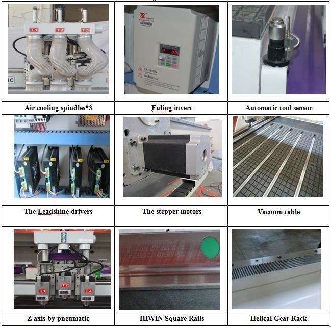 Lt-1325 Pneumatic 3 Spindles Wood CNC Router Quotation 3.5kw Machine 4 Axis Plywood Laser Cutting Machine with Vacuum Table