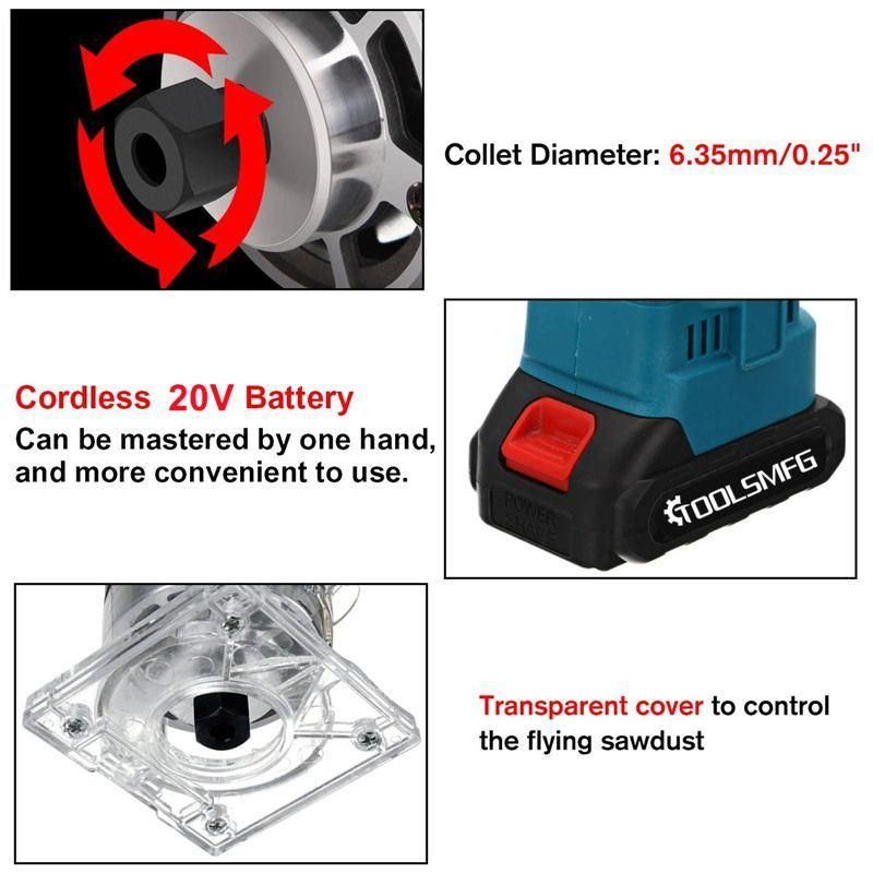 Toolsmfg 20V Brushless China Factory Electric Router with Aluminium Trimmer