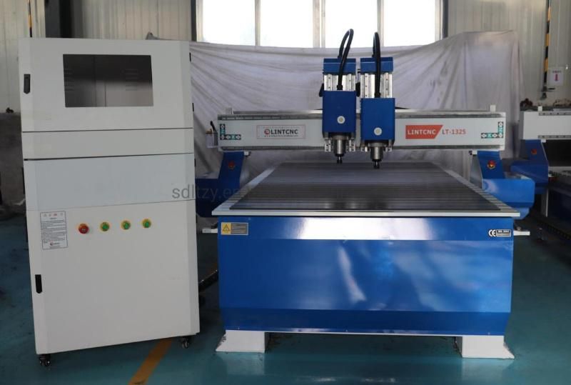 Jinan Double Head CNC Router Wood Cutting Engraving Carving Machine 1325 2030 with 2 Heads 3.0kw Water Cooling Spindle