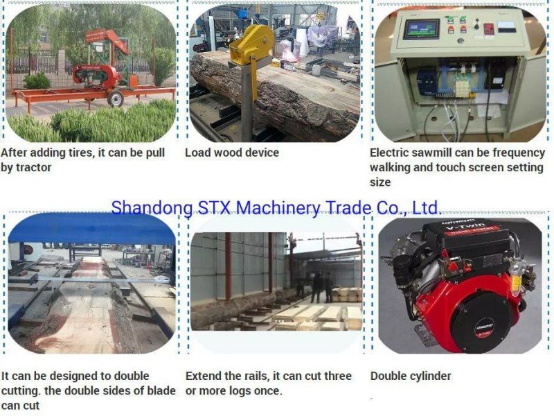 Hydraulic Wood Log Bandsaw Sawmill Diesel Engine with CE