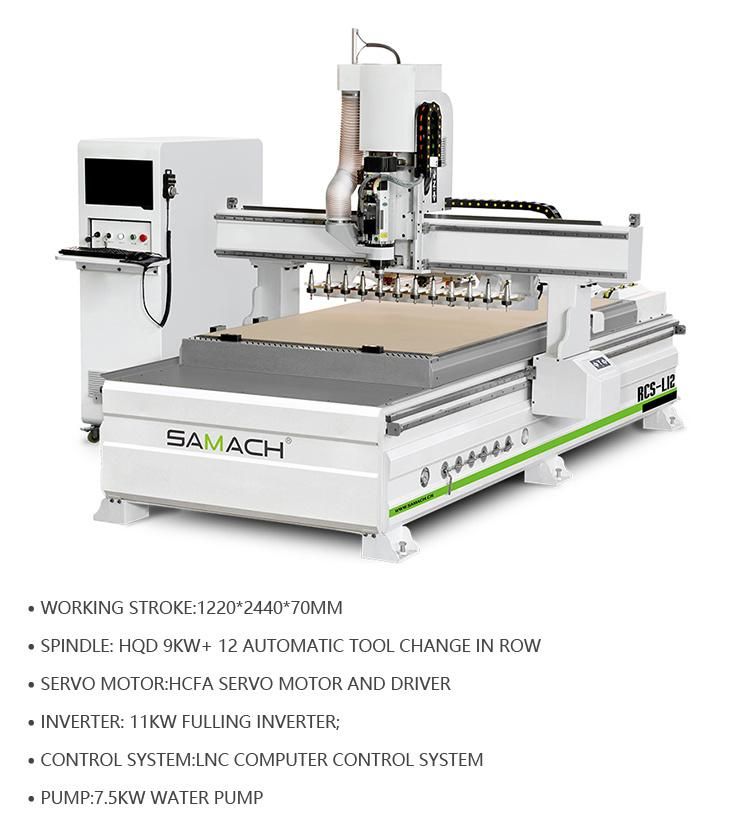 China Woodworking Cutting Wood CNC Router 12 Bits Straight Router