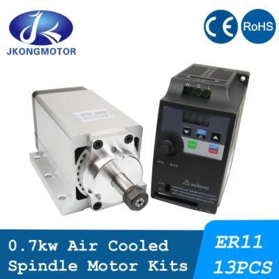 Spindle Motor 0.7kw Square Air Cooled Spindle Motor Er11 Collect 11000rpm 220V CNC Spindle Motor for CNC Router Engraving Milling Machine