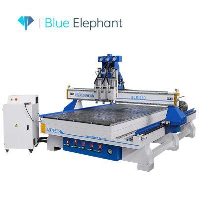 Pneumatic System Multi Head CNC Router 1530 Atc CNC Router Machine with 4 Axis Rotary Device