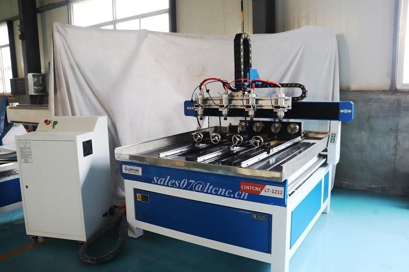 China Price 3D Multi Head Rotary 4 Axis 6090 1212 1218 1325 3D Wood Milling Caving CNC Router Machine 4 Heads for Furniture Industry