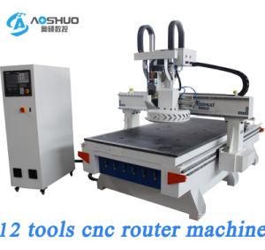 3 Axis 1325 Atc CNC Wood Router 8&prime;&prime;x4&prime;&prime; Auto Tool Changer Woodworking Cutting Slotting Machine