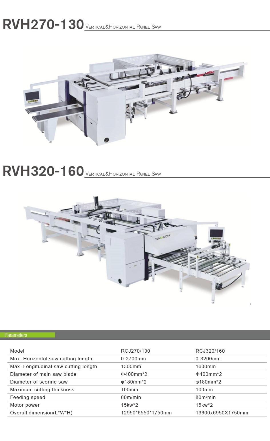 Vertical & Horizontal Panel Saw Machine Rvh270-130 Ce Certificated