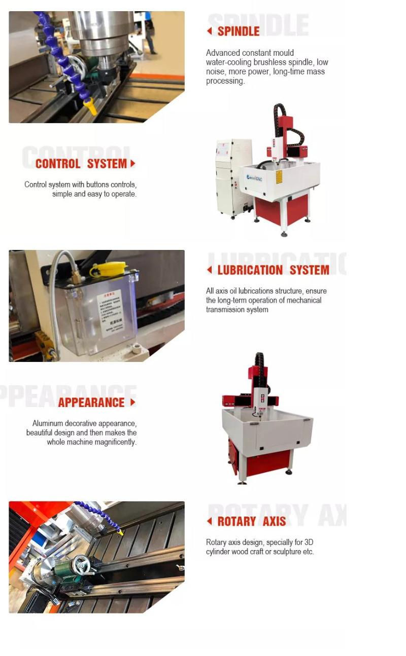 Mini 4040 6060 CNC Router Metal Aluminum Gold Cutting and Engraving Machine