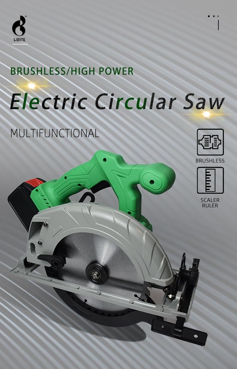 Electric Cordless Brushless Circular Saw Copper Motor Double-Lock Multifunction Angle-Adjustment