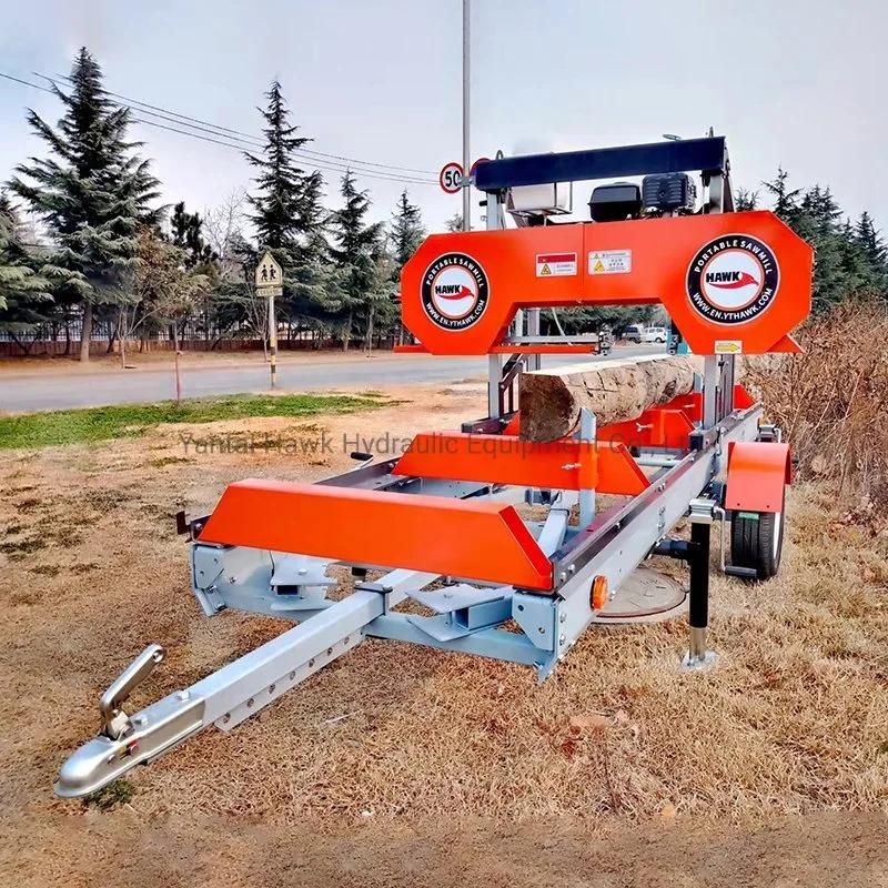 Movable Wood Cutting Machine Timber Log Saw with Trailer