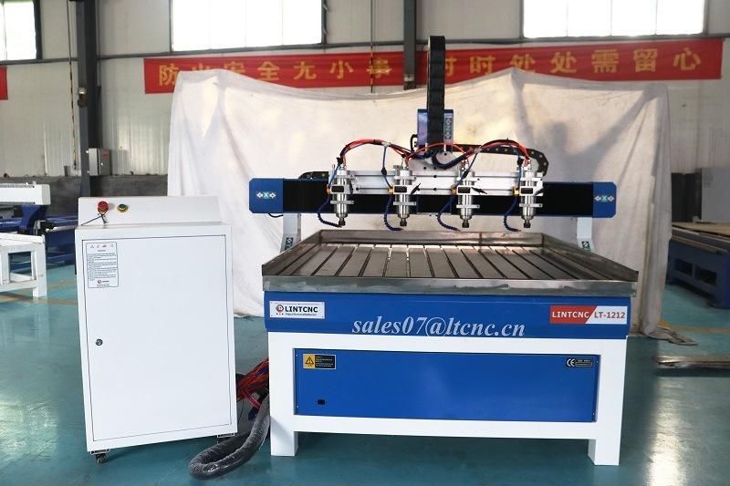 China Price 3D Multi Head Rotary 4 Axis 6090 1212 1218 1325 3D Wood Milling Caving CNC Router Machine 4 Heads for Furniture Industry