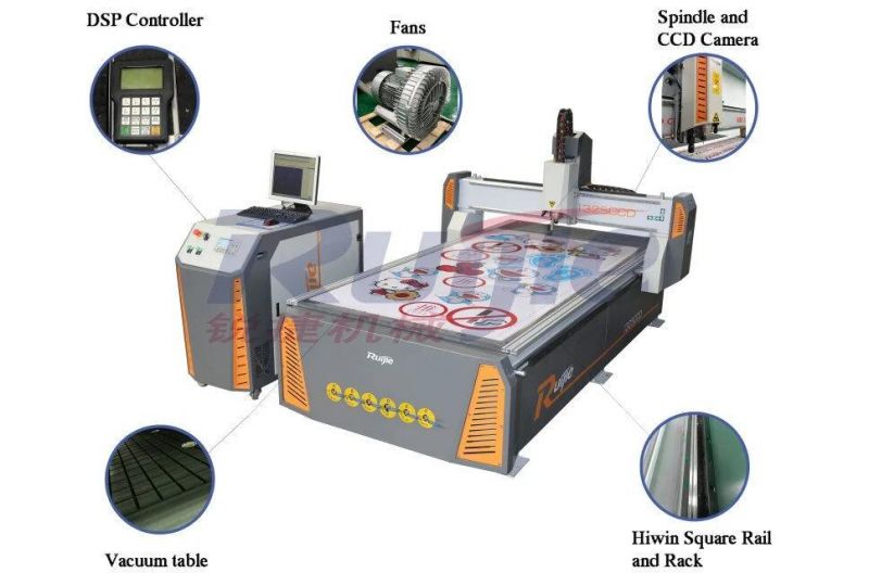 Factory Direct Supply CCD Advertising CNC Router Rj-1325 for Engraving Wood