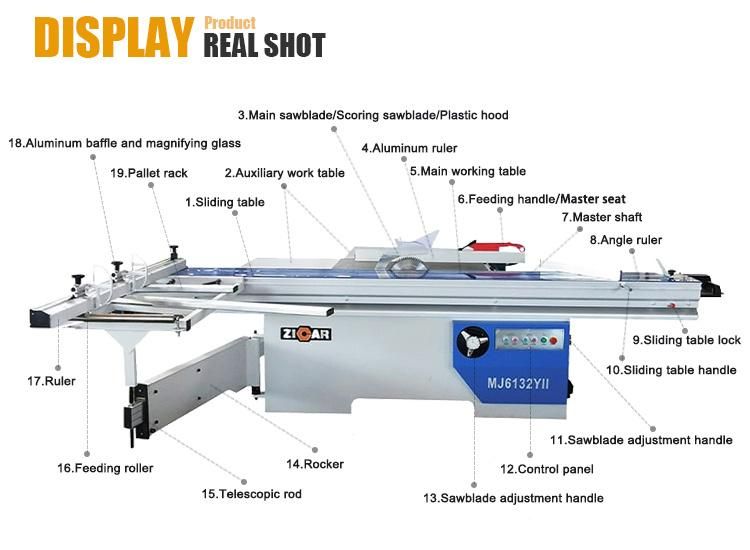 ZICAR high precision 1600/2800/3200mm 45-90 degree melamine mdf plywood wood cutting machine sliding table panel saw for cnc woodworking furniture cabinet
