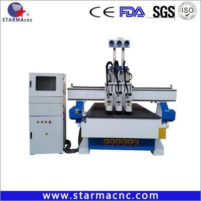 Air Cylinder Pneumatic System Multi Head Automatic Wood 3D Atc CNC Router 1325 1530