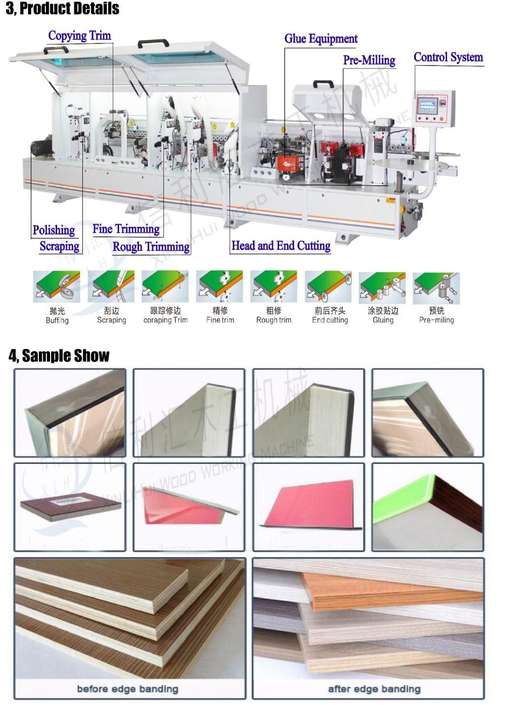 Automatic Edge Bonding Machine with Gluing with Top and Bottom Trimming, Corner Trimming, Scrapping, Spray Cleaning and Buffing