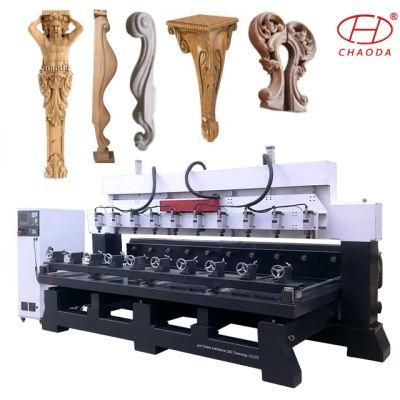 Multi Head Rotary Spindle CNC Router for 3D Statues Sculptures