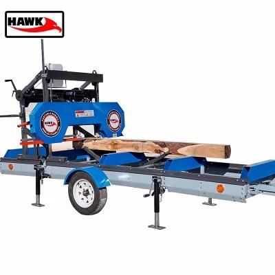 Versatile Portable Mobile Band Sawmill with Wheels Tow Bar Tail Lights