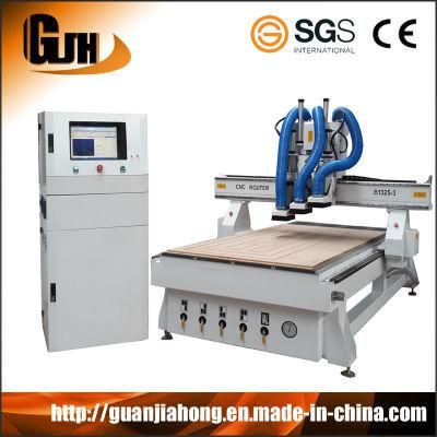 Three Spindle, Three Workstage Woodworking CNC Router Machine, Auto tool change CNC Wood Router