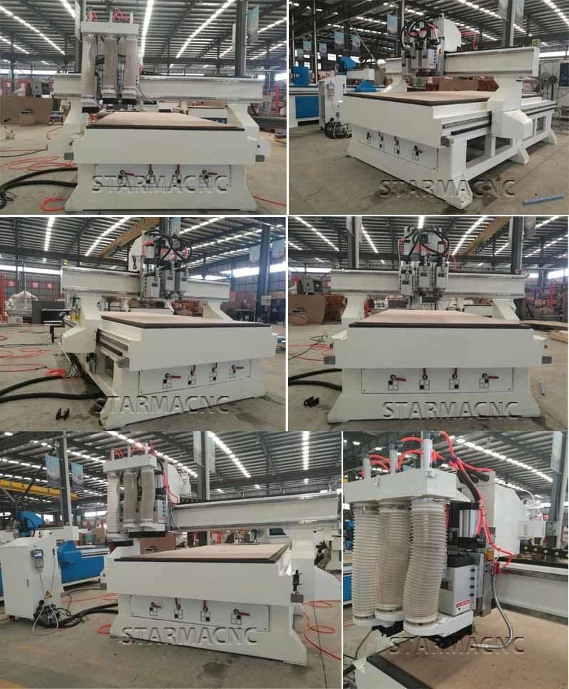 1325 1300X2500mm 4X8 Furniture Door Making Atc CNC Router with 3 Spindles