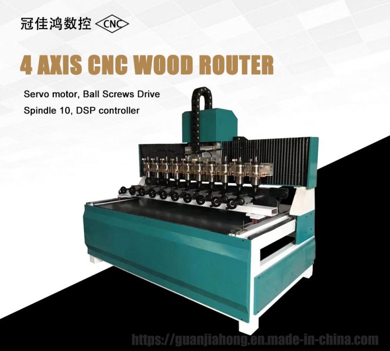 Woodworking Machinery, Multi Spindle 4 Axis CNC Router, 3D CNC Engraving Machine, CNC Wood Carving Machine