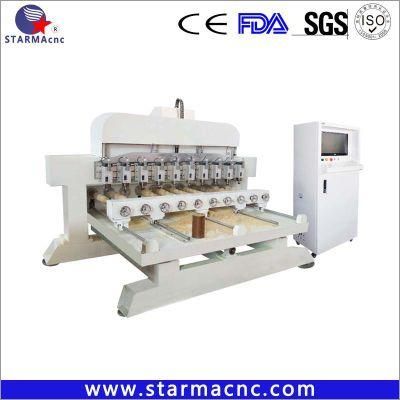 Starmacnc Multi Head Wood CNC Router / Woodworking CNC Router for Cylinder Wood Material