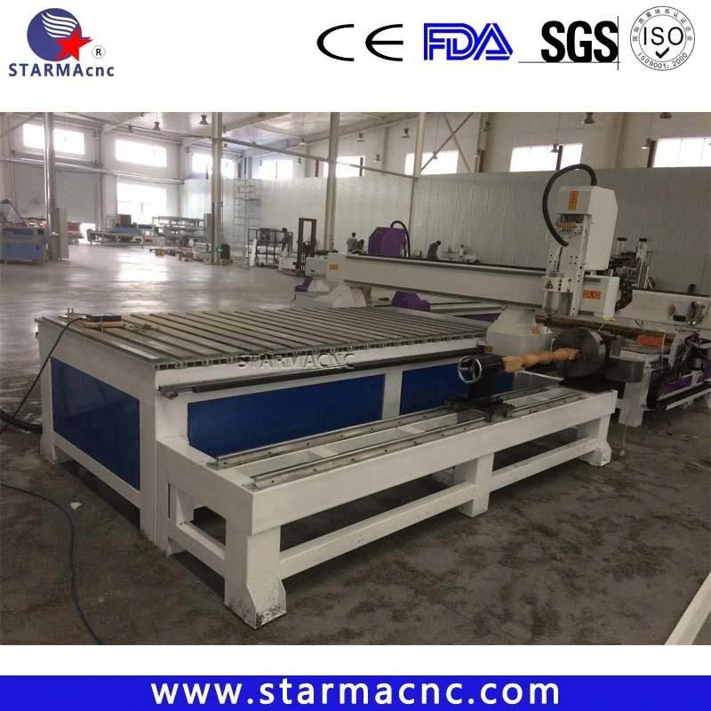China CNC Factory 1300X2500mm Furniture Wood MDF Cylinder CNC Router with Rotaties Engraving Cutting CNC Router
