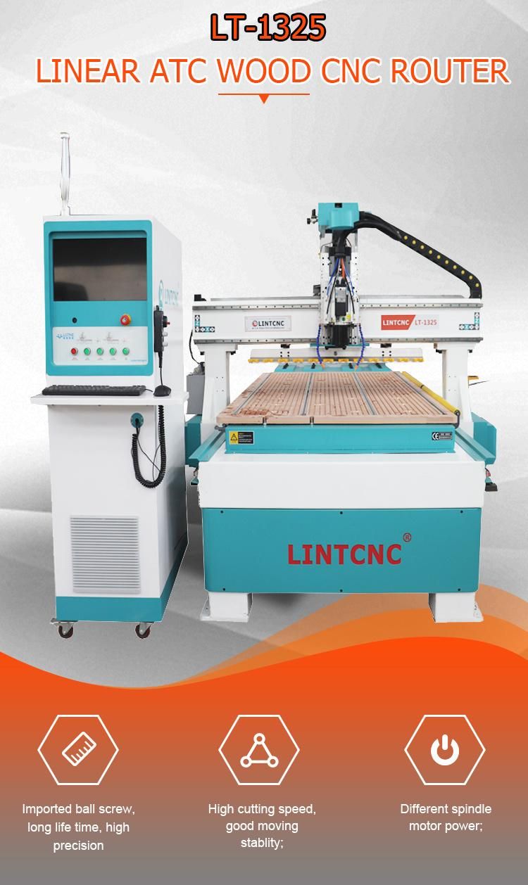 9kw Atc Router CNC Milling Machine Vacuum Table Three Phase Wooden Door Cabinet Furniture 1325 2030 with Linear Tool Magazine Woodworking