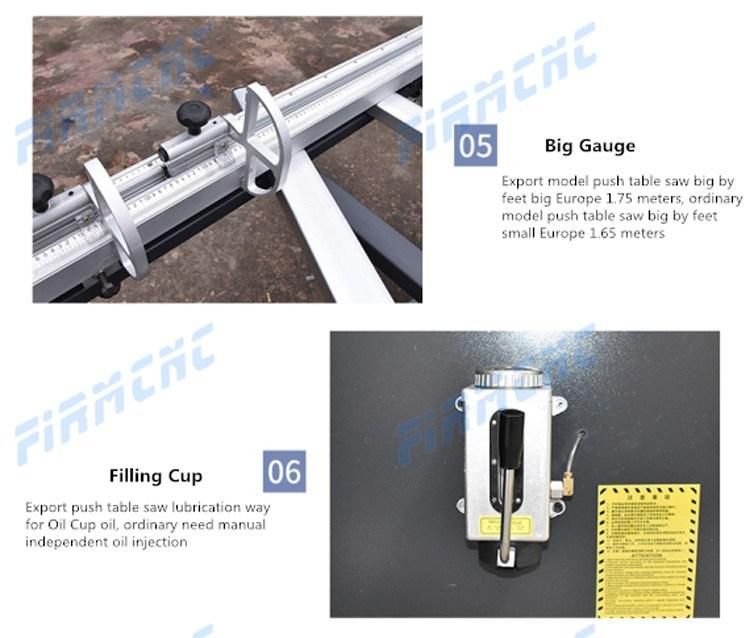 Wooden Woodworking Machine Wood Heavy Sliding Table Panel Cutting Saw with Electric Lifting
