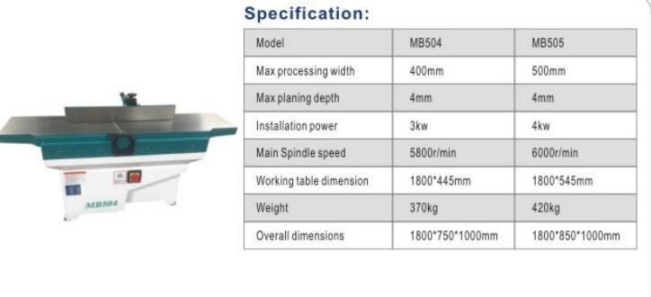 Woodworking Machine Surface Planer Thickness Planer for Wood Furniture