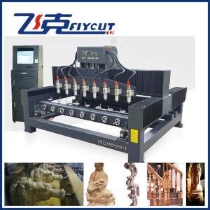 8 Heads 4 Axis CNC Engraving Machine for Column Wood