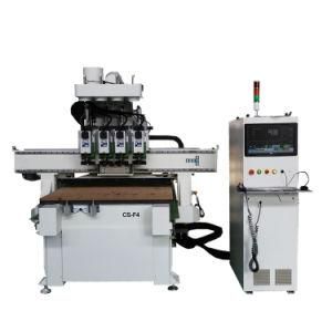 Exhaust Fan&Wind Pipe 8 Tools Furniture Production Line 3D Wood Carving Machine