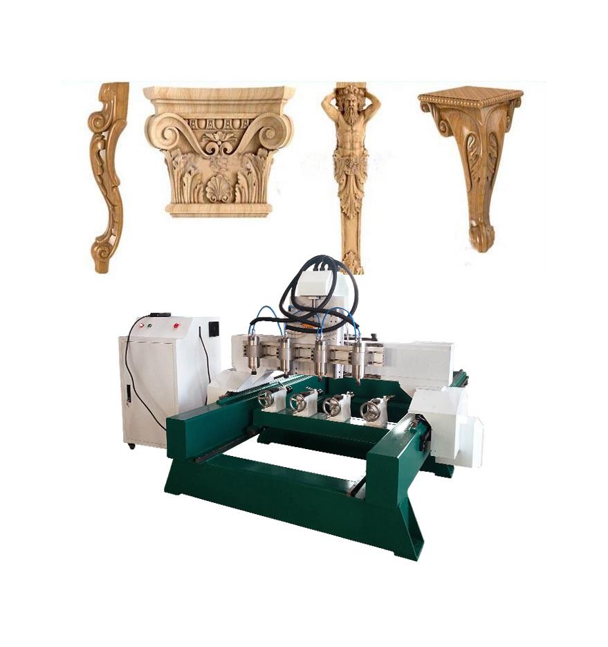 Cheap CNC Wood Carving Machine with 360 Degree Turning Lathe