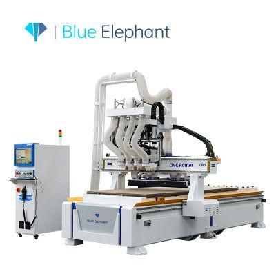 1325 4 Axis CNC Router Engraver Machine, 3D CNC Wood Milling Machine with 4 Air Cooling Spindles